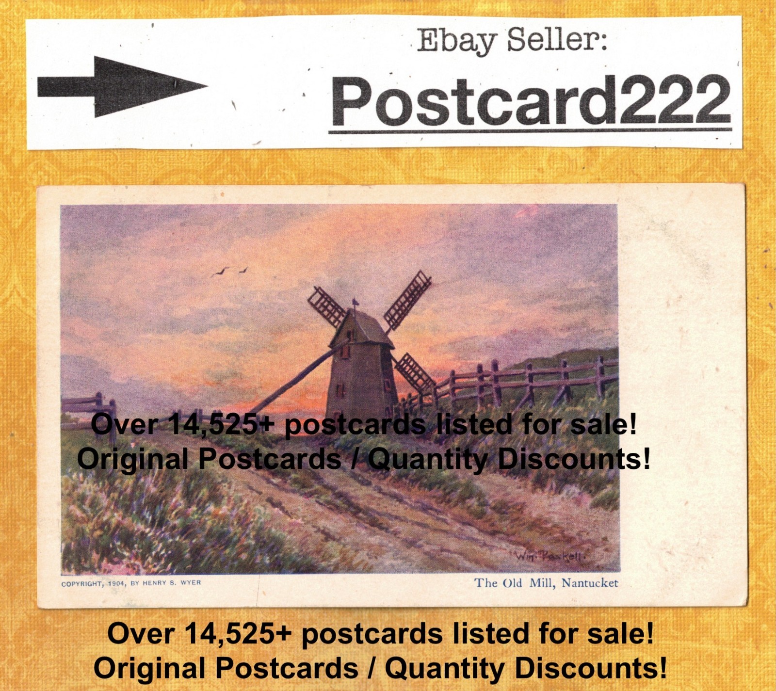 MA Nantucket 1904 vintage postcard THE OLD WIND MILL Mass