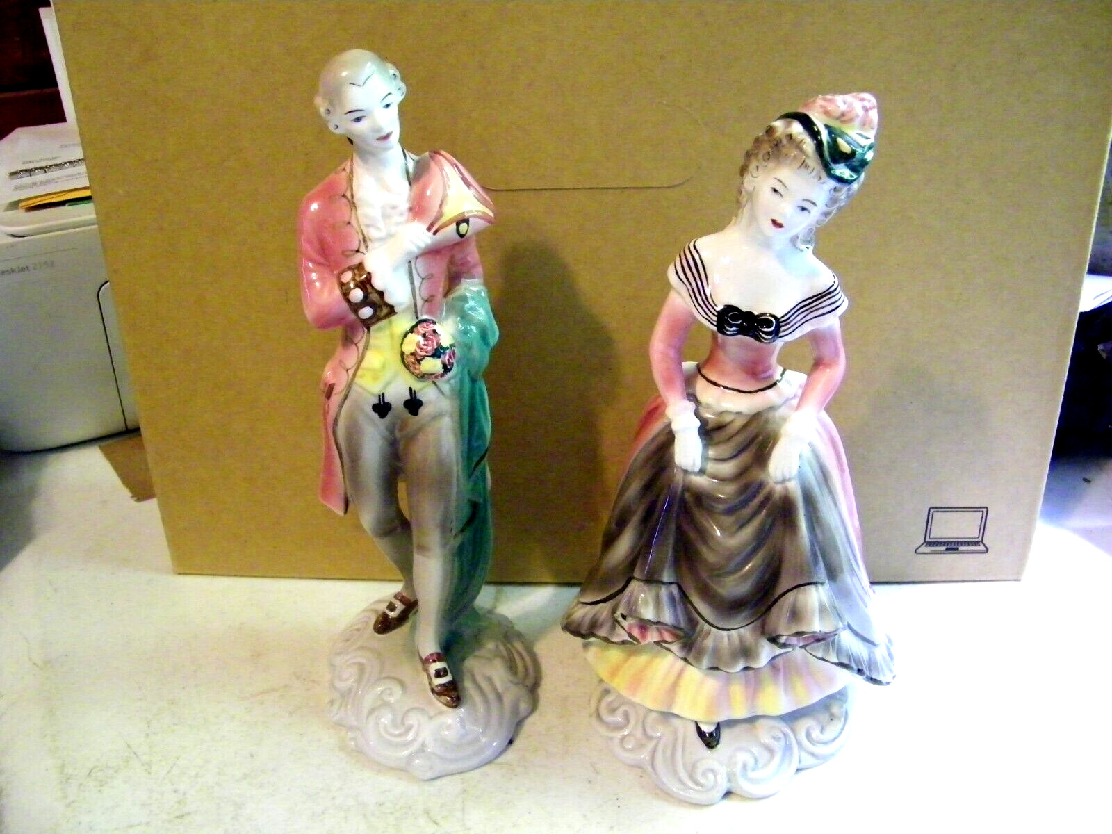 Antique Porcelain 2 FIGURINES Goldscheider Everlast Romance Courting Couple USA