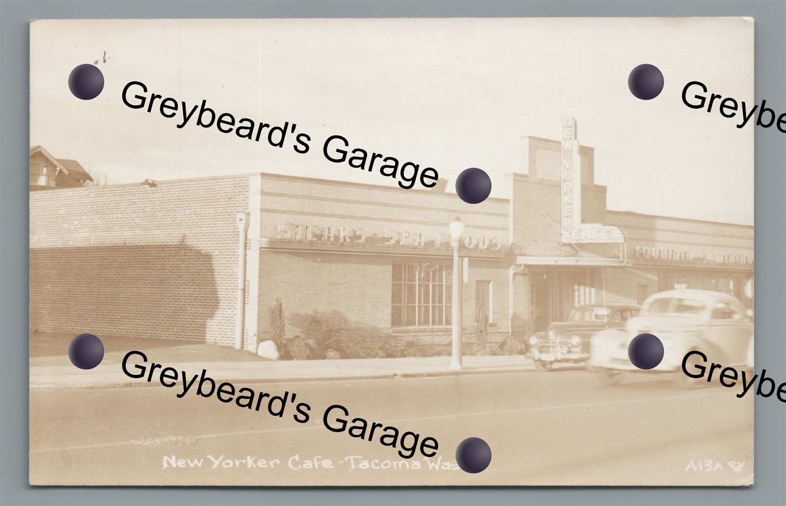 RPPC 1940s Diner New Yorker Cafe TACOMA WA Roadside Real Photo Postcard