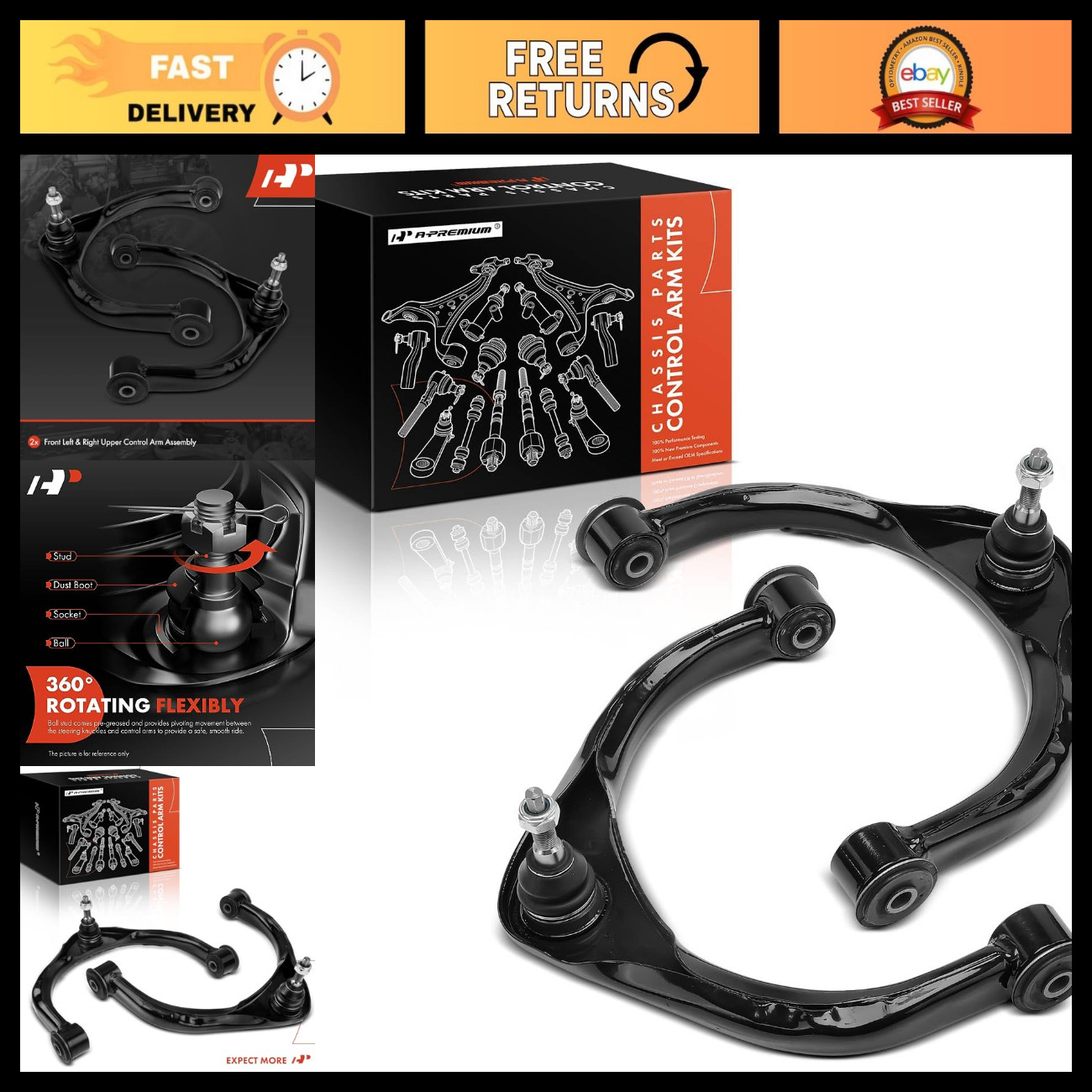 A-Premium 2-Pack Front Upper Control Arm, with Ball Joint & Bushing