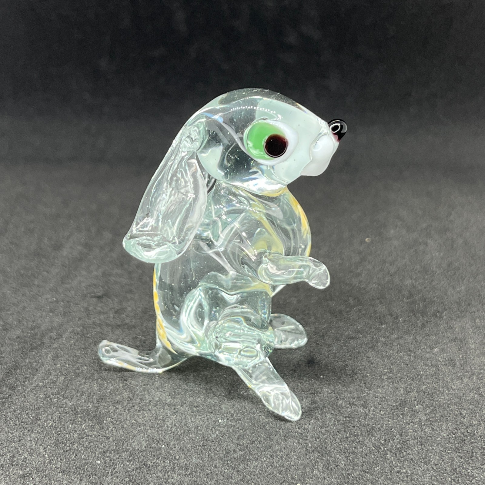 Clear Glass Rabbit Figurine Hand Blown Bunny Sculpture Easter Decor Gift