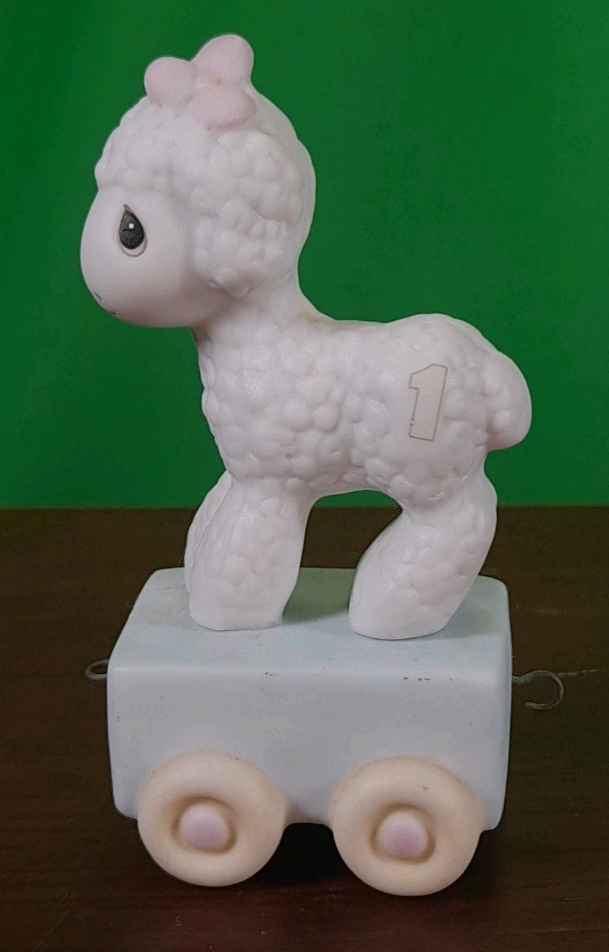 Vtg 1985 Enesco Precious Moments Happy Birthday Little Lamb #1 Birthday Train