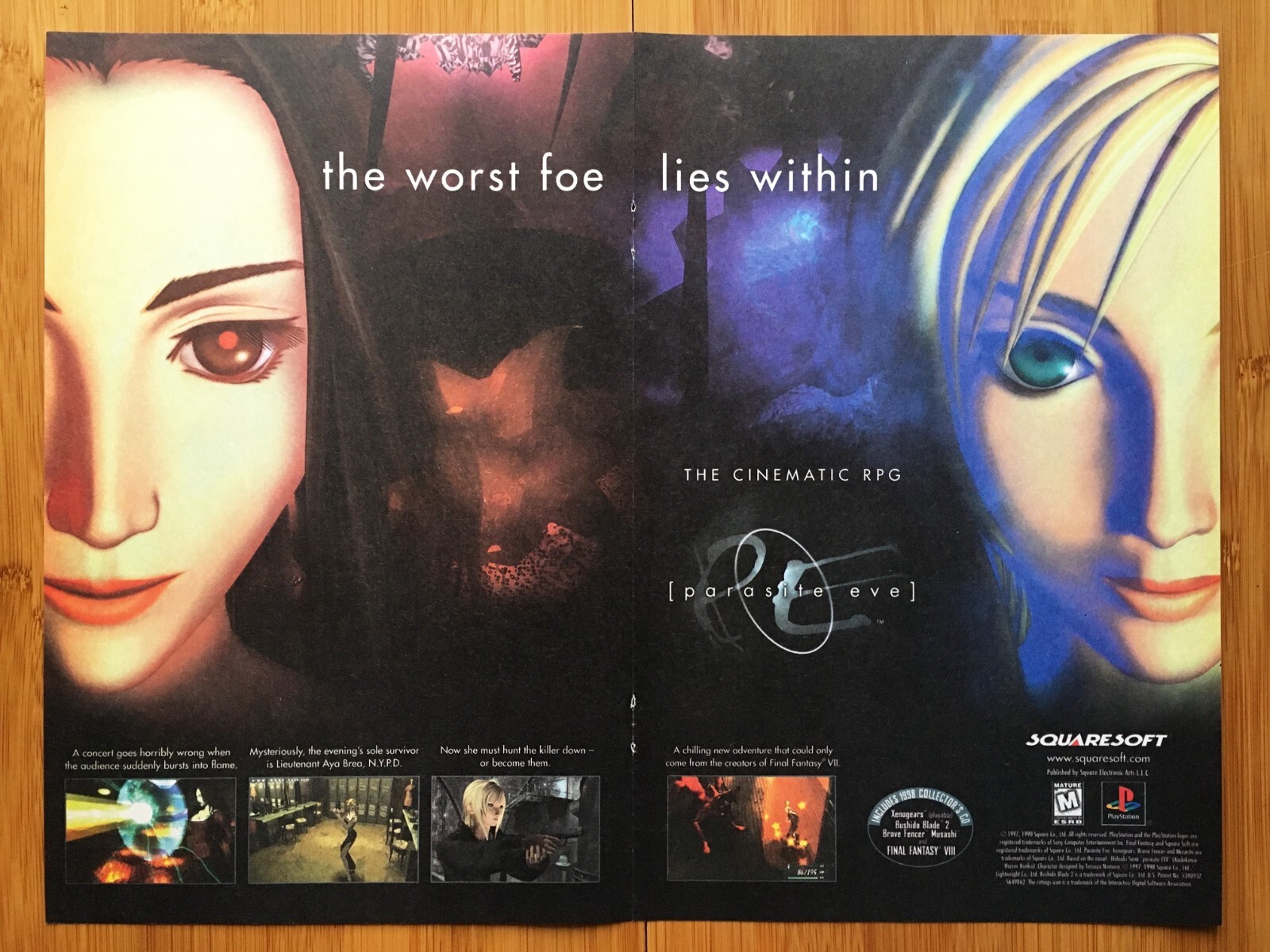 1998 Parasite Eve PS1 Vintage Print Ad/Poster Official Video Game Promo Art 90s