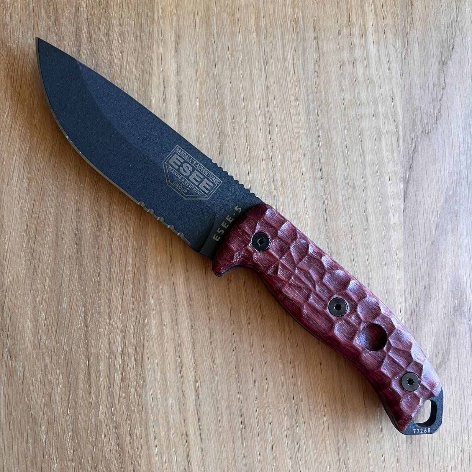 ESEE-5/6 Textured Purple heart exotic wood scales
