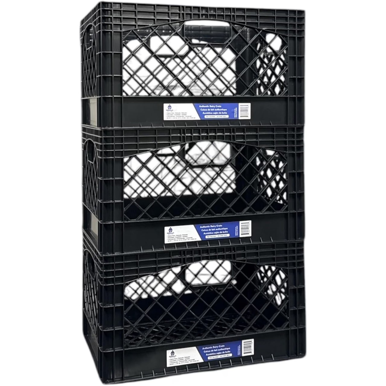 3 Pack Gorilla Crate 24QT Milk Crate Black