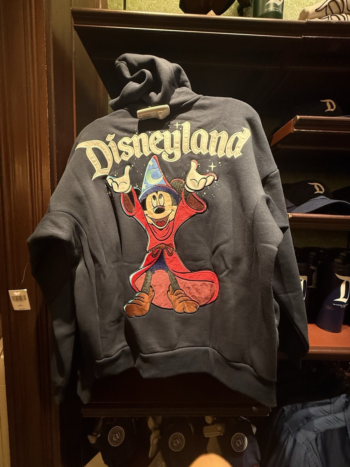 (All Sizes) Disneyland Sorcerer Mickey Zip-Up Hoodie Navy Fantasia Mickey Adult