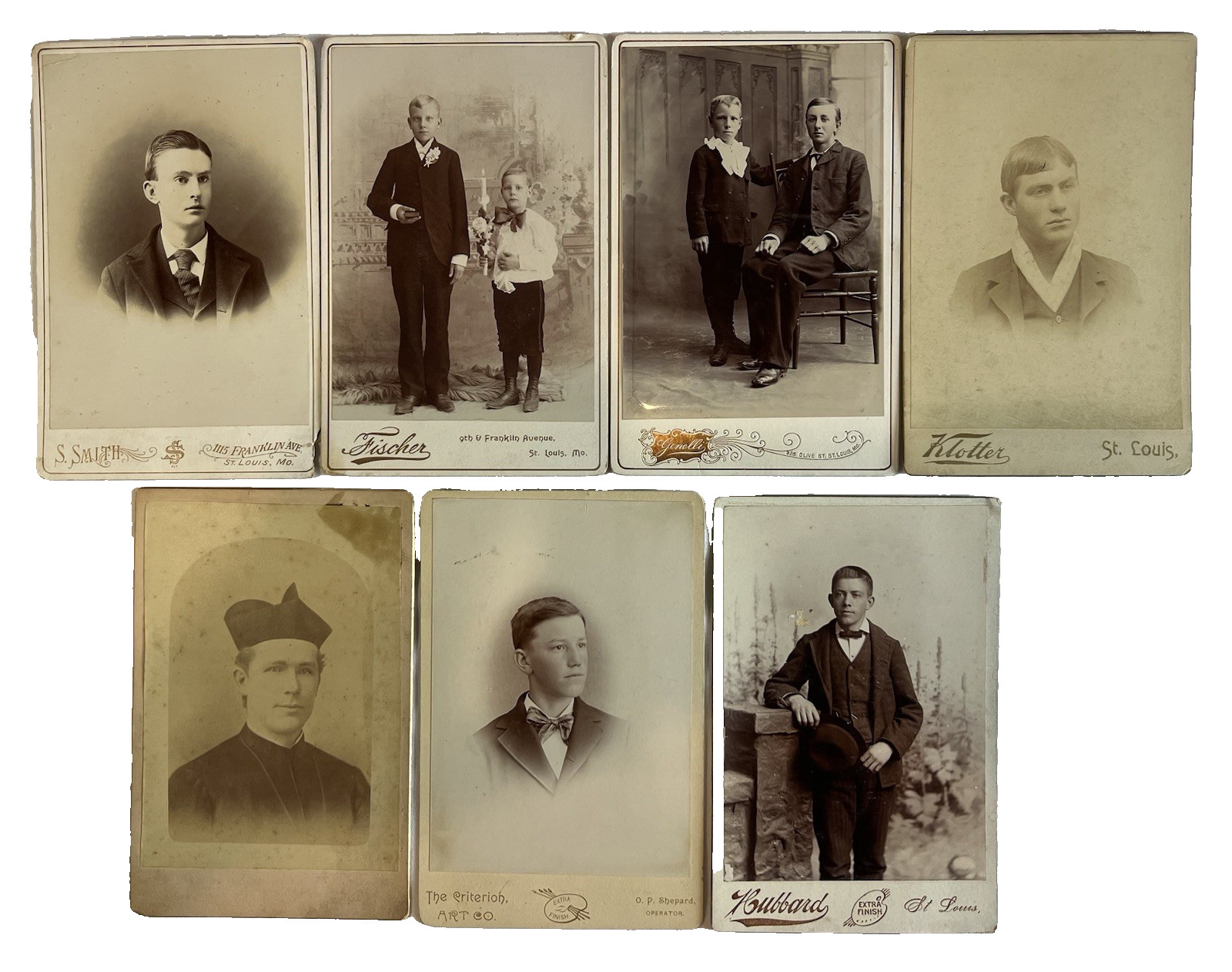 Antique Cabinet Card Photos Featuring Young Men, Late 1800s To Early 1900s 7pcs Antique Cabinet Card Photos Featuring Young Men, Late 1800s To Early 1900s 7pcs