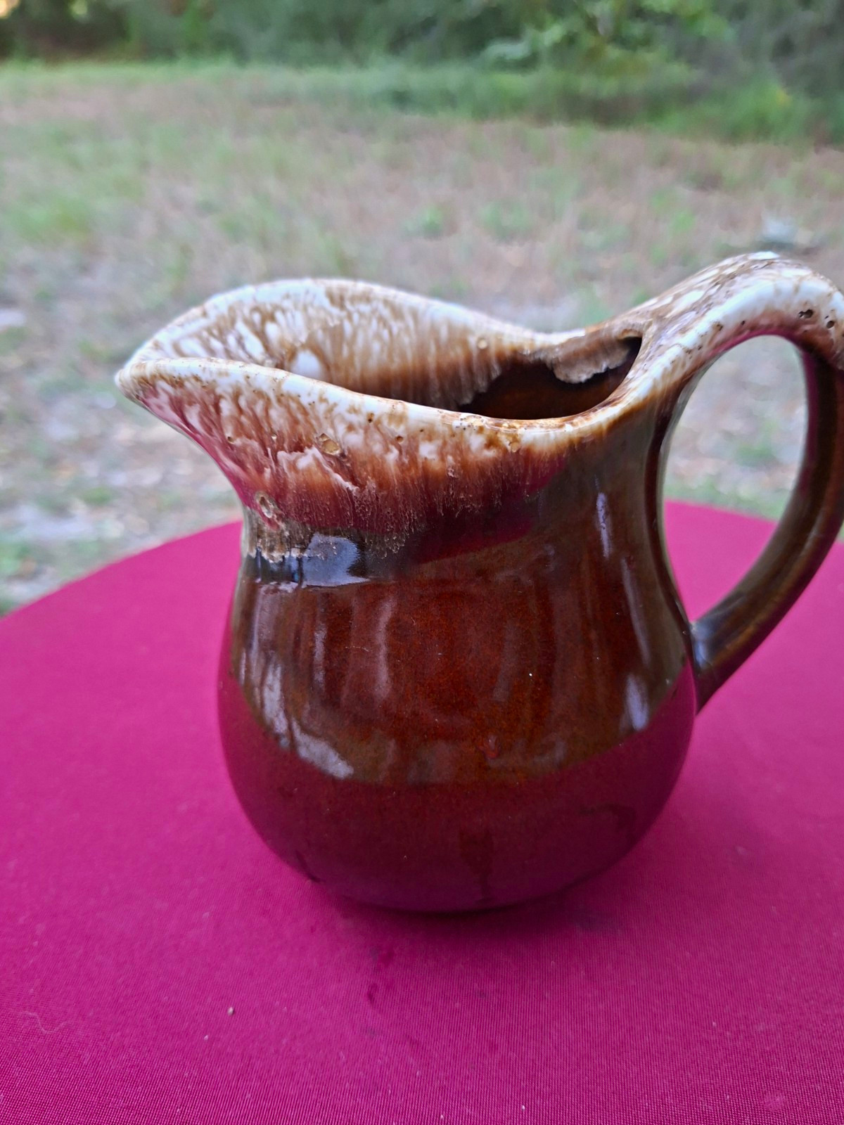 Vintage McCoy Brown Drip Glaze Ceramic Pitcher - Small Creamer Jug Made in USA