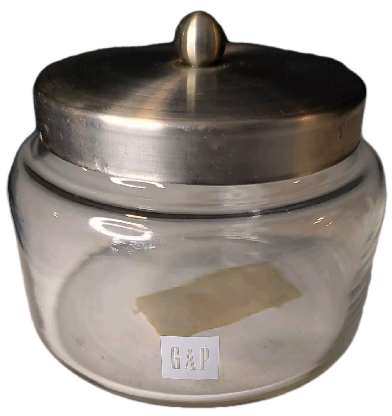 Vintage Gap Clear Container Glass Round Trinket Classic Clean Look Lid Included
