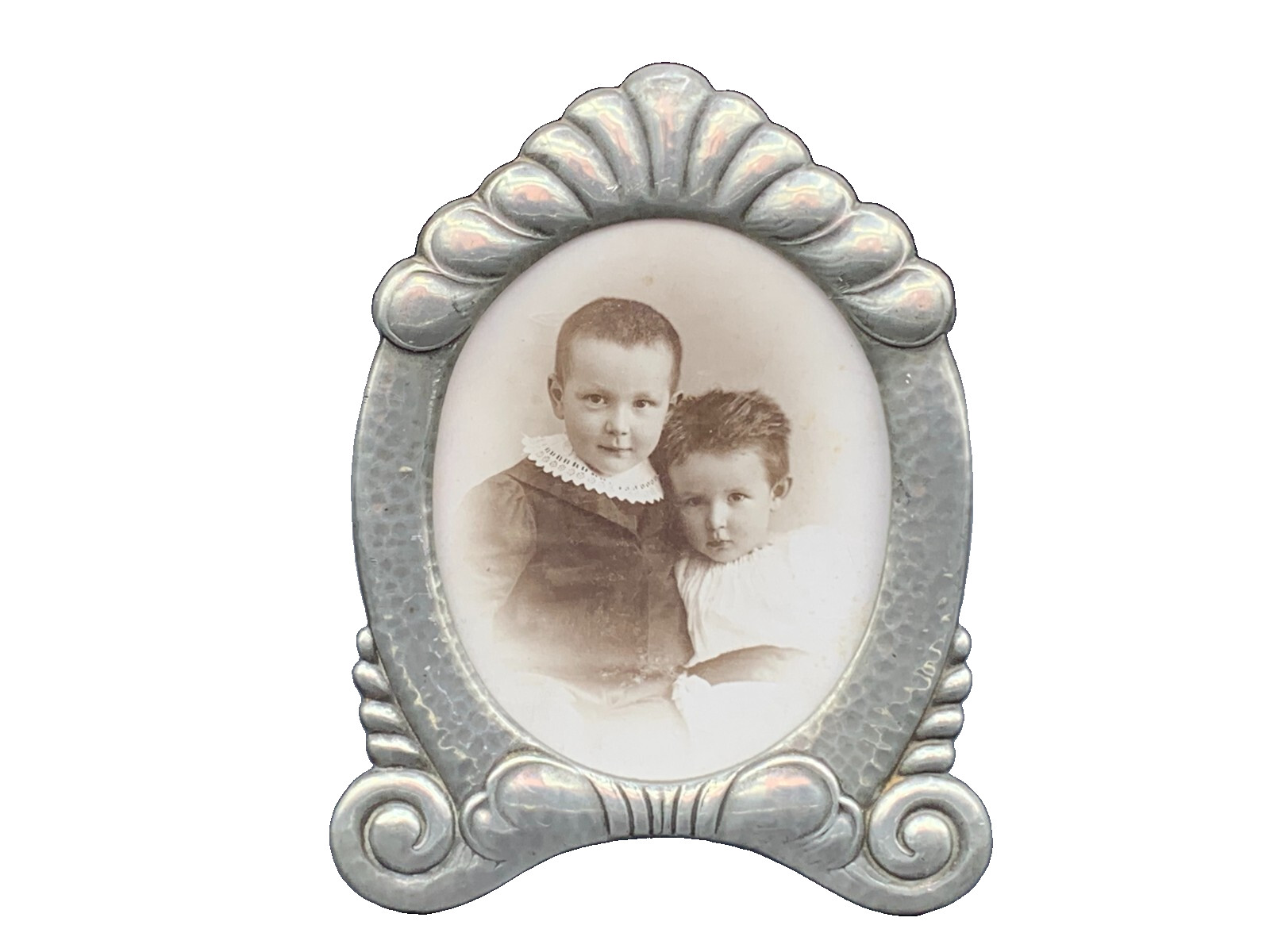 Jugendstil JIN MJB Hammered Martelé Miniature CDV Picture Photo Frame Easel Back