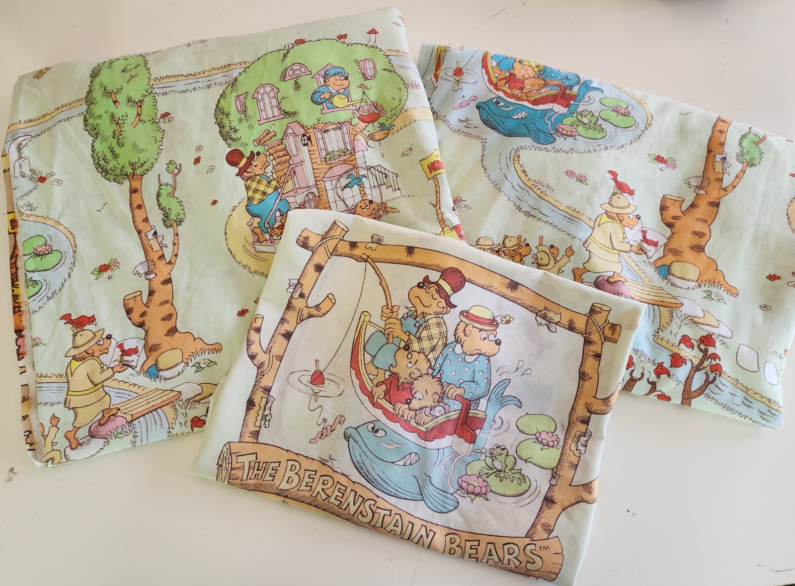 Vintage 1983 Berenstain Bears Twin Bed Sheet Set 80s Fitted Flat Pillowcase