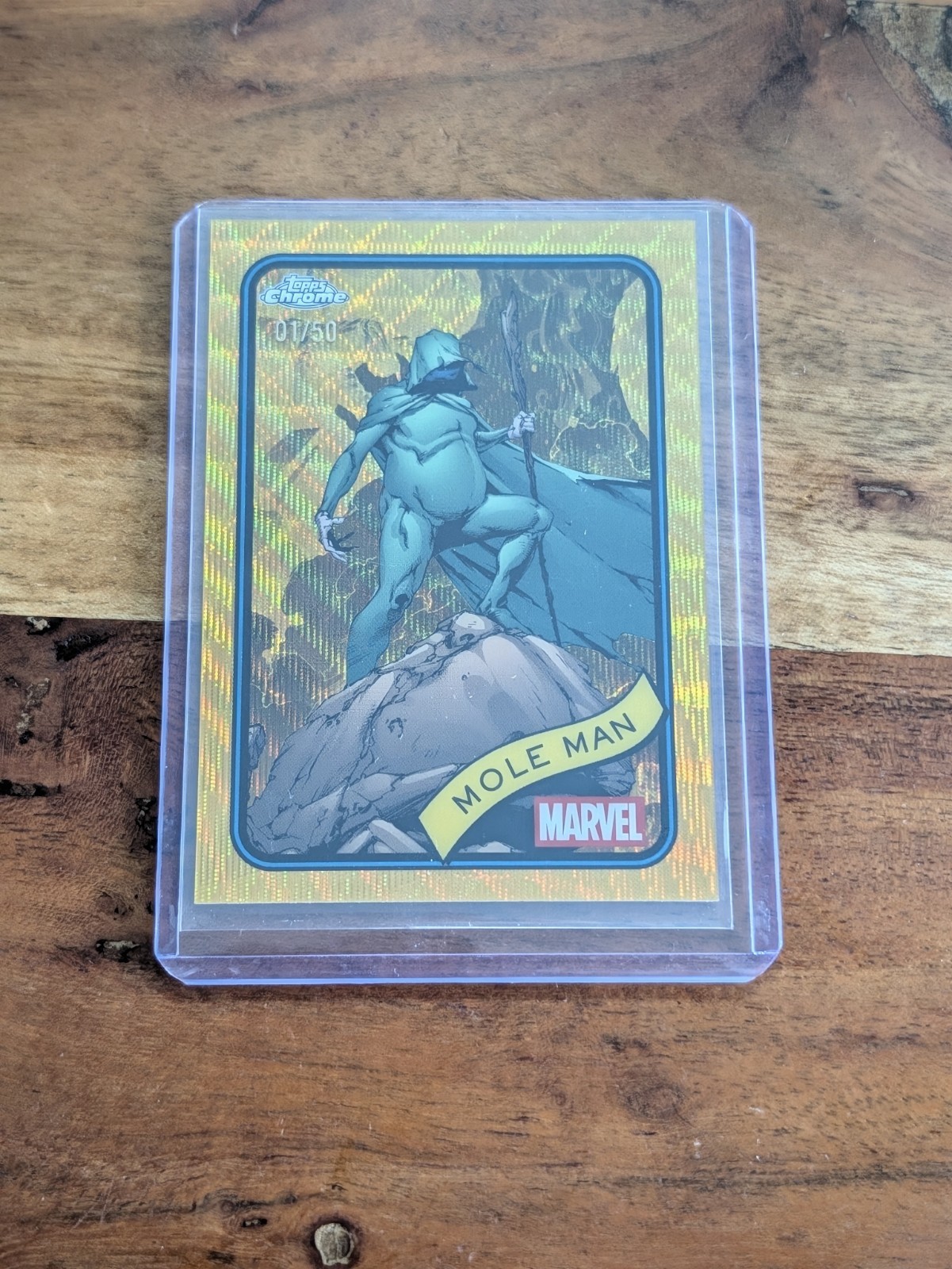 2025 Topps Marvel Chrome Mole Man 01/50 Gold Alpha First On Print
