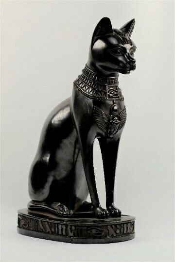 Ancient Egyptian Cat BASTET Goddess of Protection with Doctor Anubis on the base
