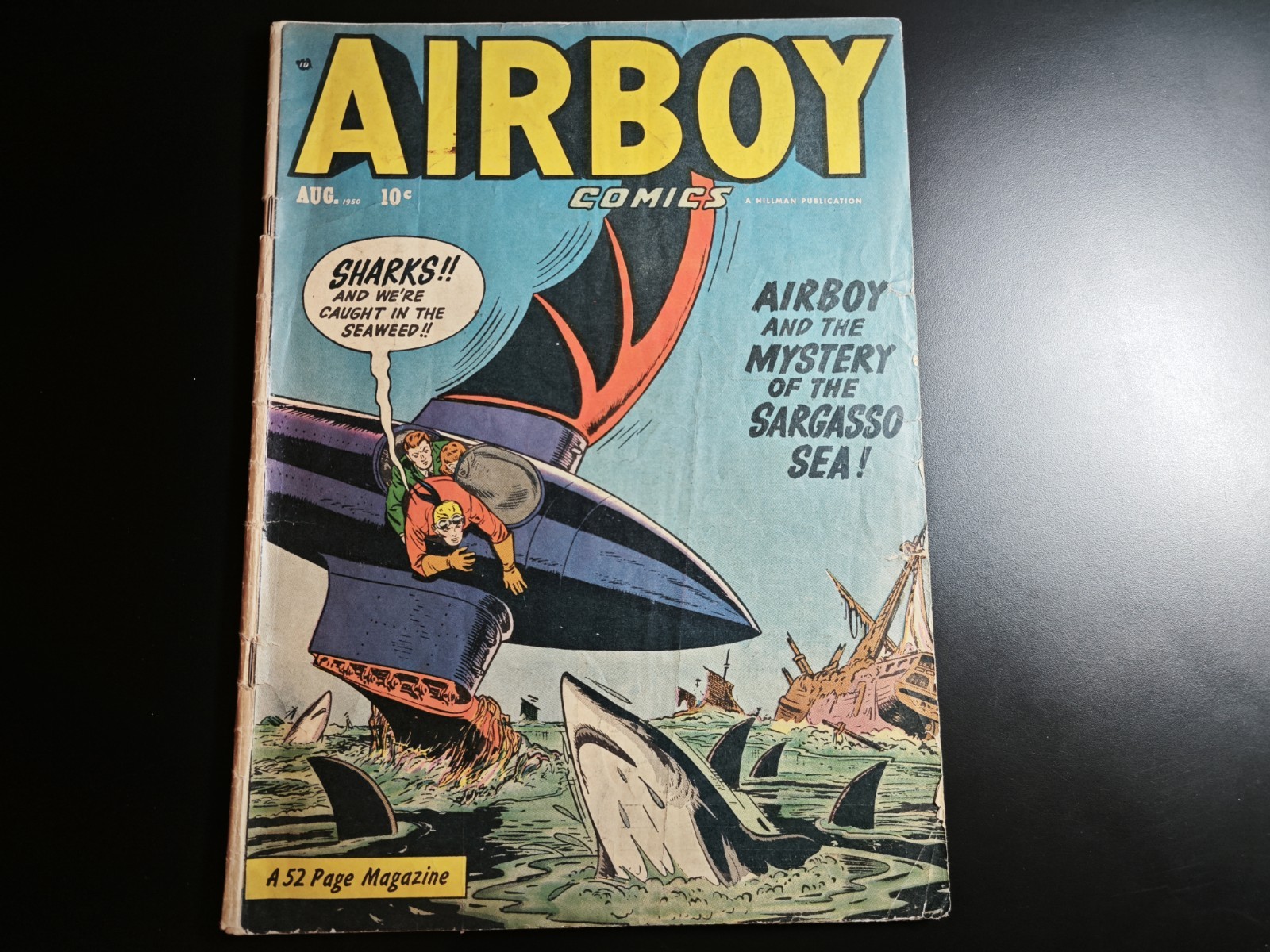 Airboy Comics V7 #7 Hillman US Comic 1950 VG Golden Age Shark Cover