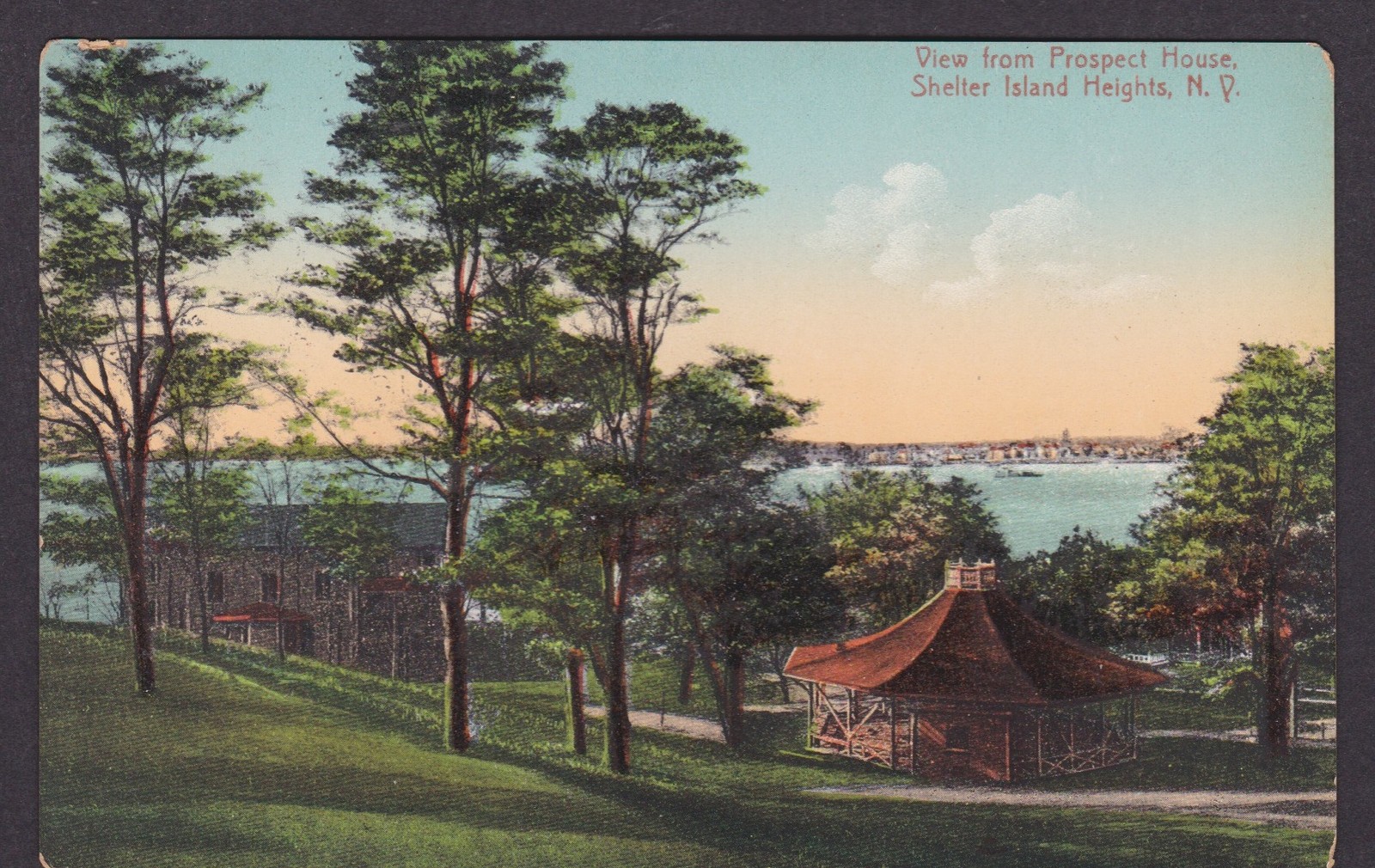 Vintage postcard USA Shelter Island Heights NY Water View Prospect House 1916