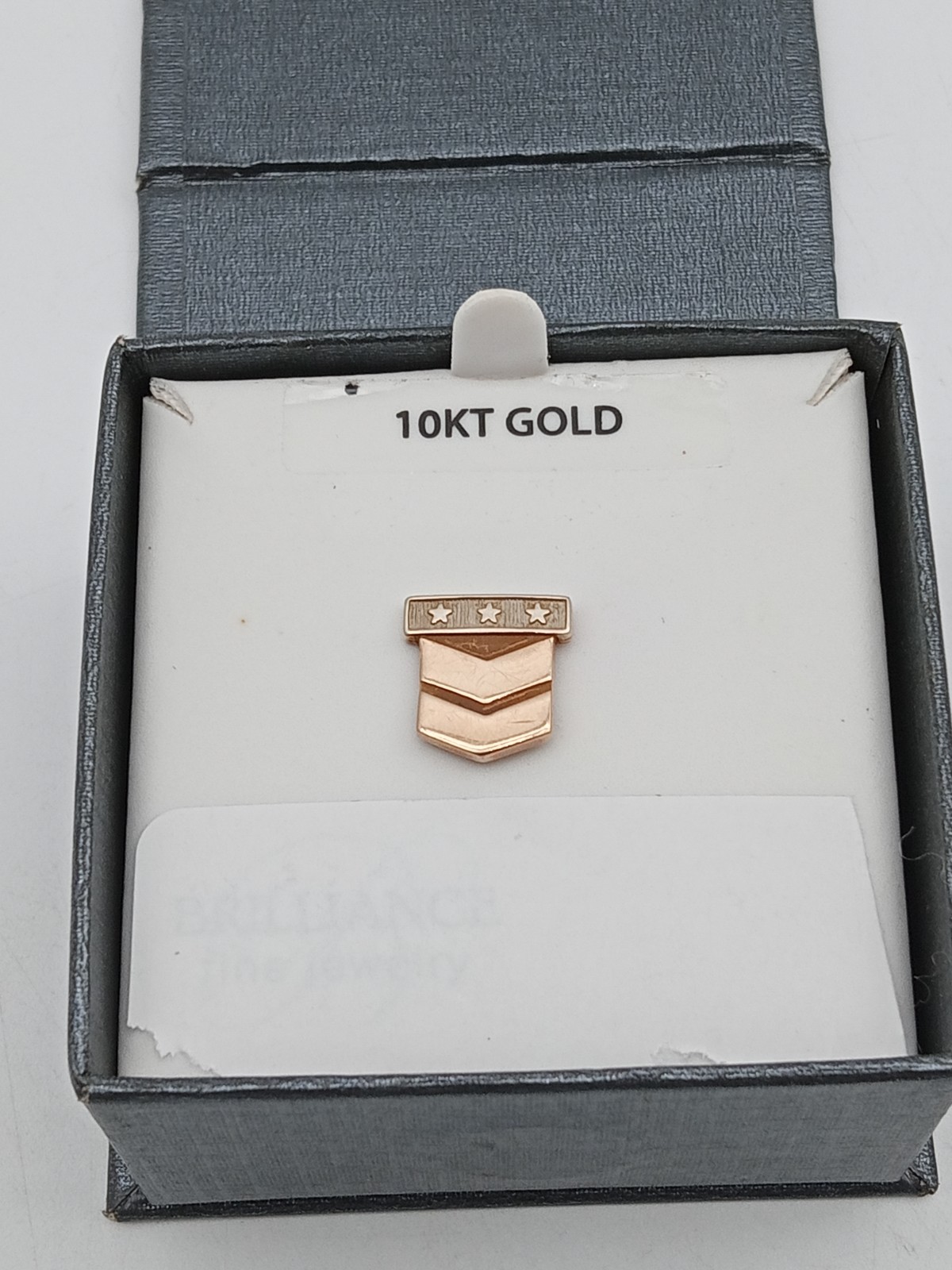 10K Gold EMB cTo Lapel Pin Tie Tack 3 Stars Service Award