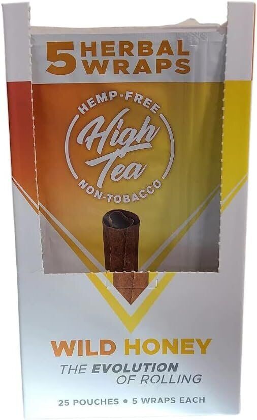High Tea Non Tobacco All Natural Herbal Smoking Wraps - Wild Honey - 125 Self...