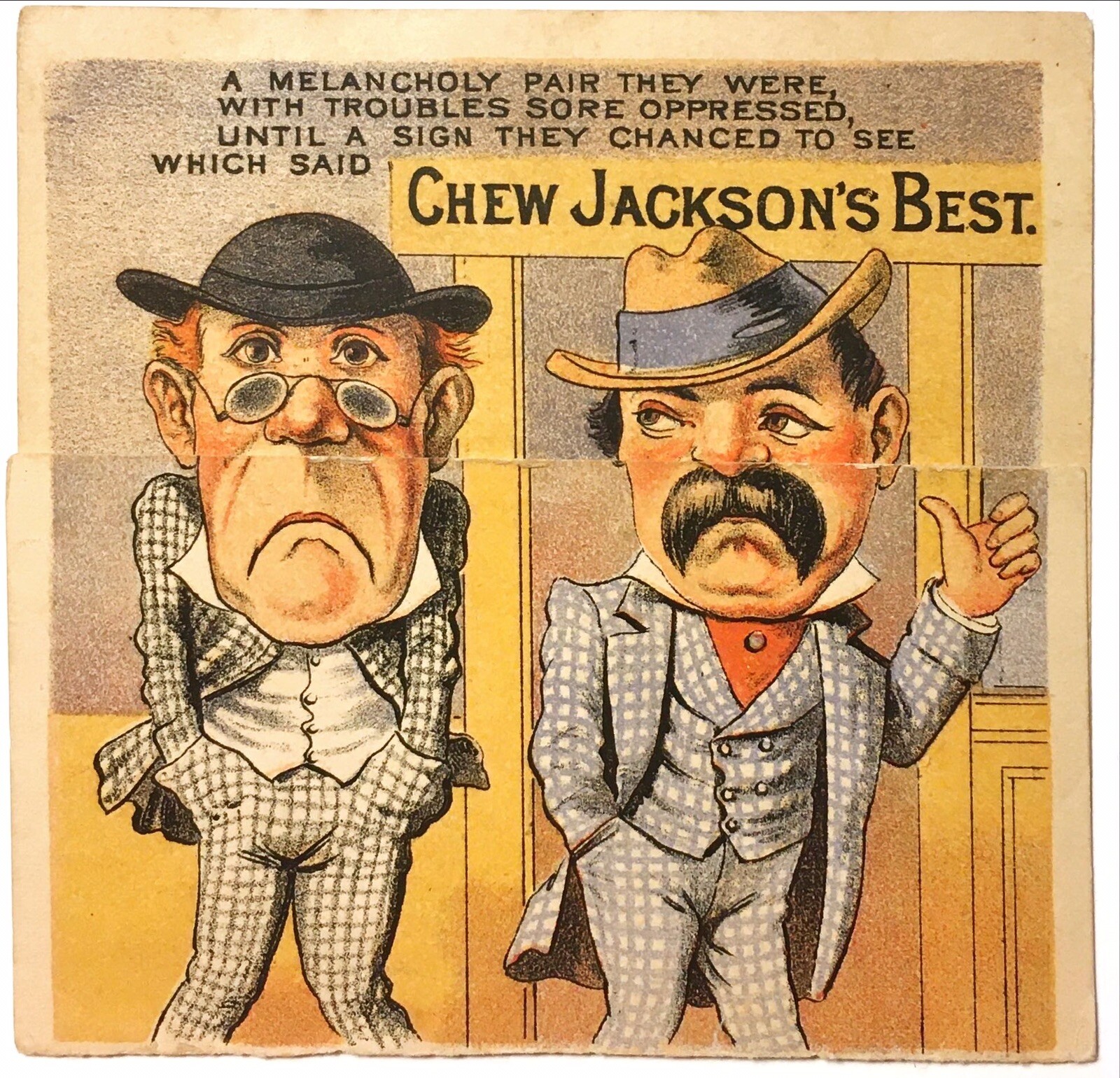 1880s Mechanical Jackson\'s Best Chewing Tobacco  Victorian Card C.A Jackson & Co