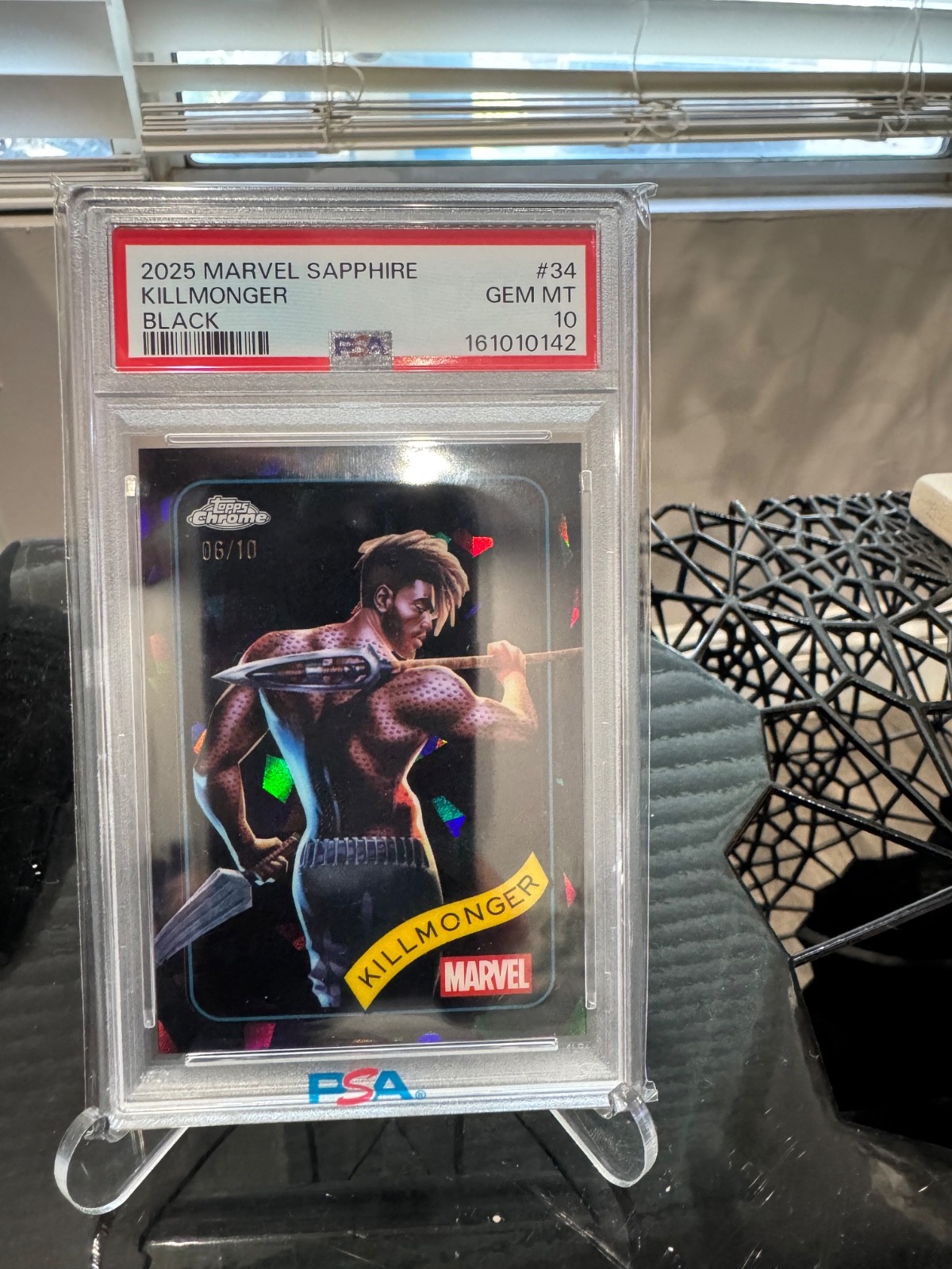 2025 TOPPS CHROME MARVEL SAPPHIRE KILLMONGER Black /10 PSA 10 GEM MINT 💎POP 1 2025 TOPPS CHROME MARVEL SAPPHIRE KILLMONGER Black /10 PSA 10 GEM MINT 💎POP 1