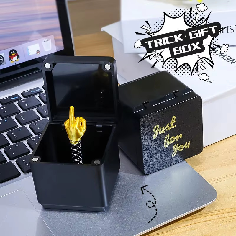 Christmas Interesting Prank Gift Middle Finger In Box Christmas Box Funny Creati