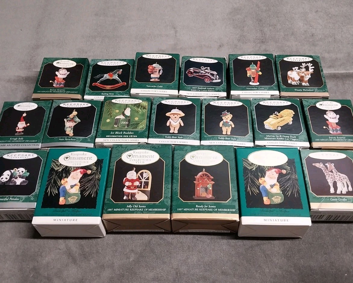 HALLMARK Keepsake Collectors Series Christmas Mini Ornaments Lot Of 19 w/ Boxes
