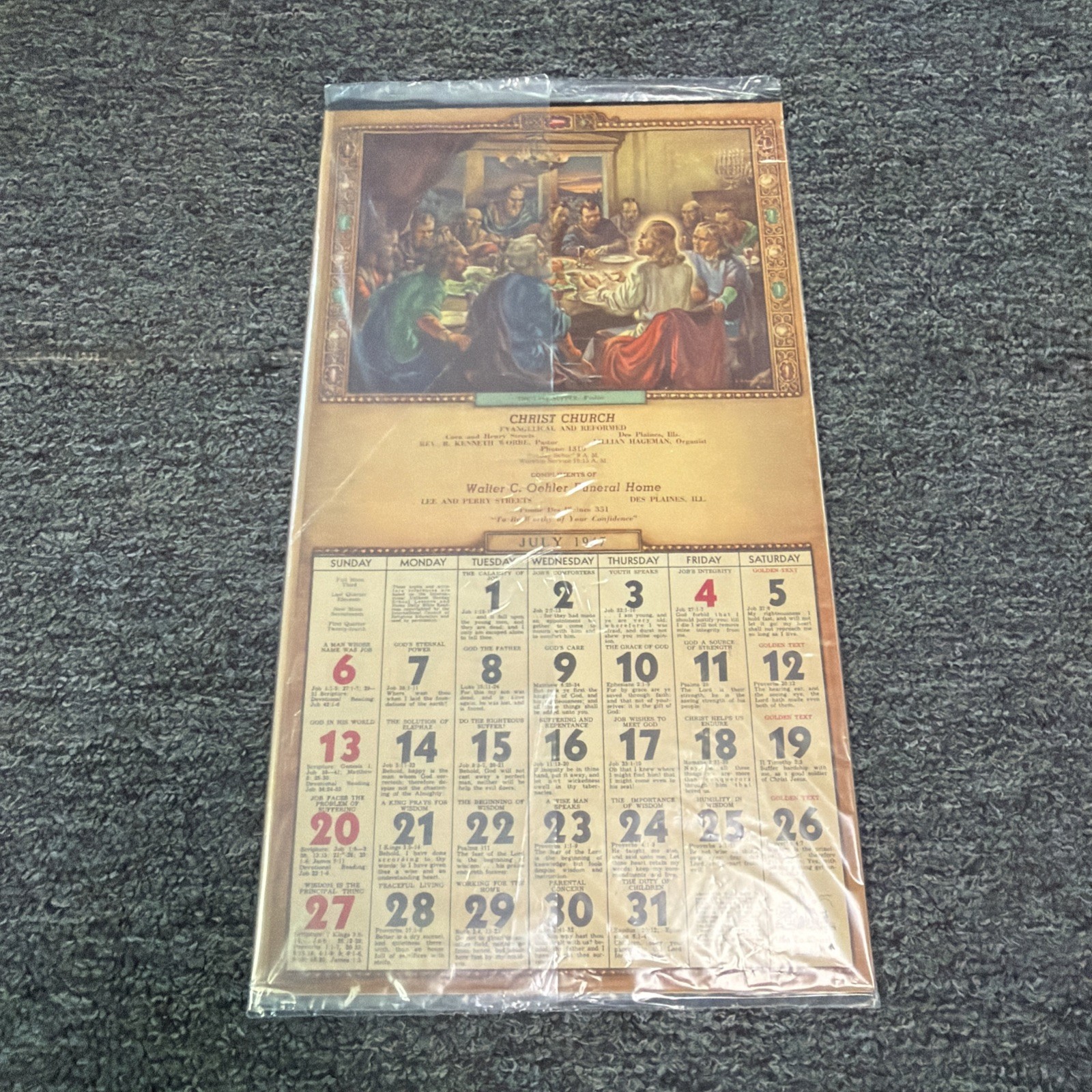 Daily Christian Guide Antique 1947/8 Rare Calendar Vintage Paintings 9.5’x17.5’