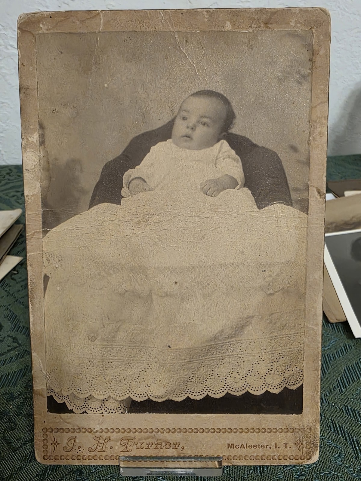 1890s Indian Territory Cabinet Card Baby Photo J.H. Turner McAlester Antique 