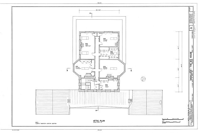 Photo:Andalusia Bensalem Township PA 1900s Attic Plan Floor Blueprint