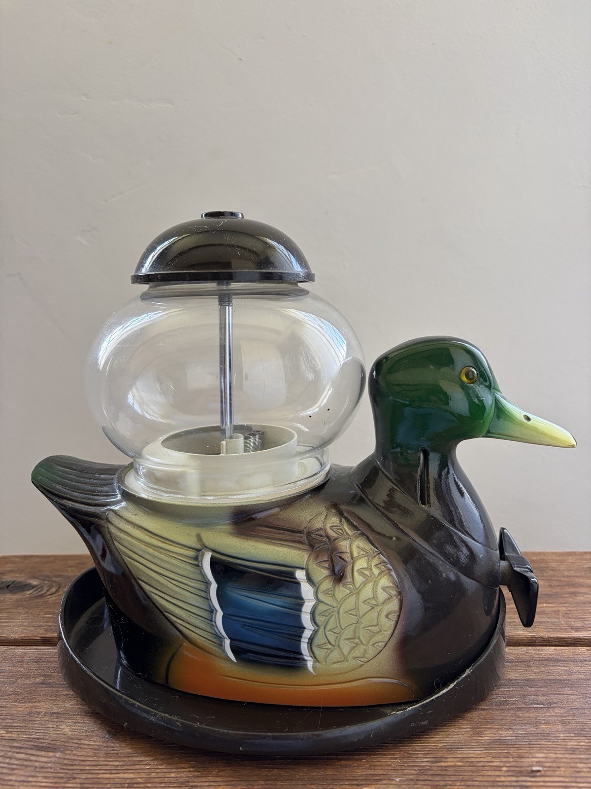 ​Vtg Carousel Industries Mallard Duck Gumball Machine Bank Glass Globe Works