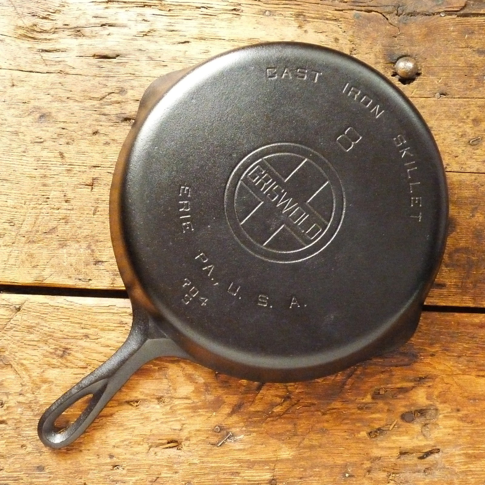 Vintage GRISWOLD Cast Iron SKILLET Frying Pan # 8 LARGE BLOCK LOGO - Ironspoon