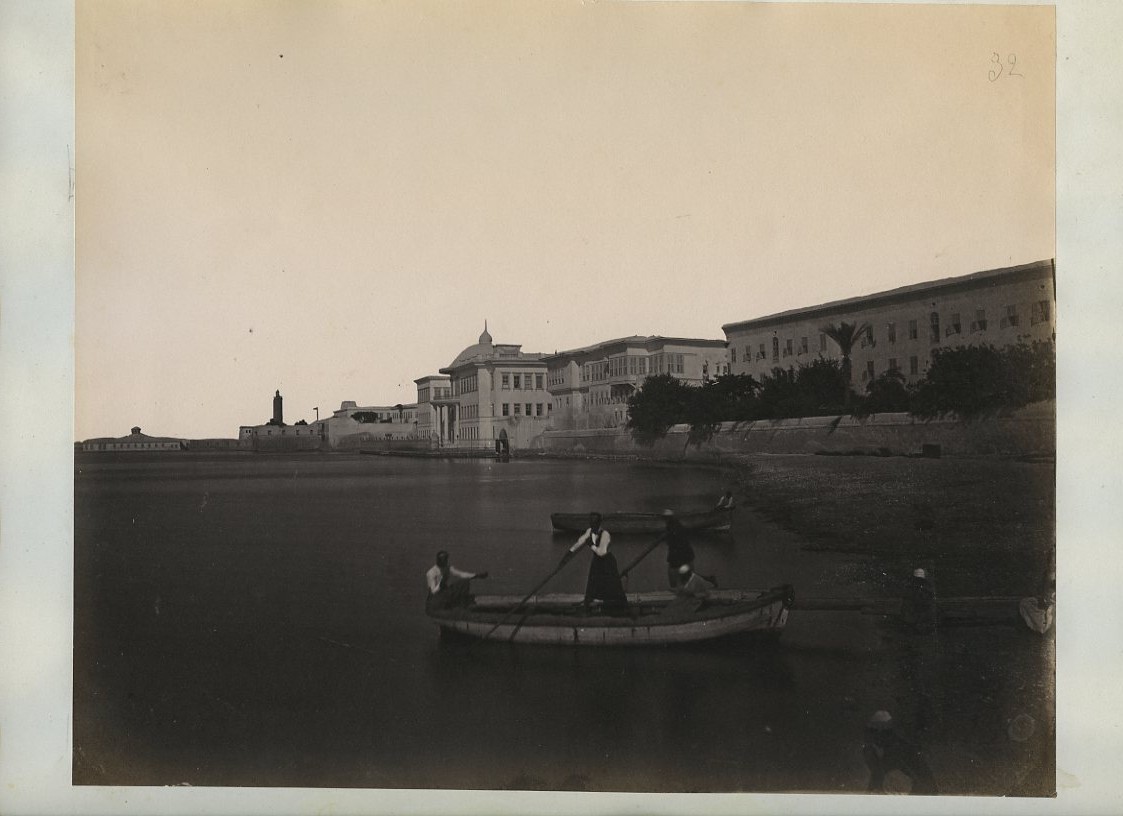 Palais Ras El Tin Palace Alexandria Egypt Rowboat Harbour c1870s VTG Photo
