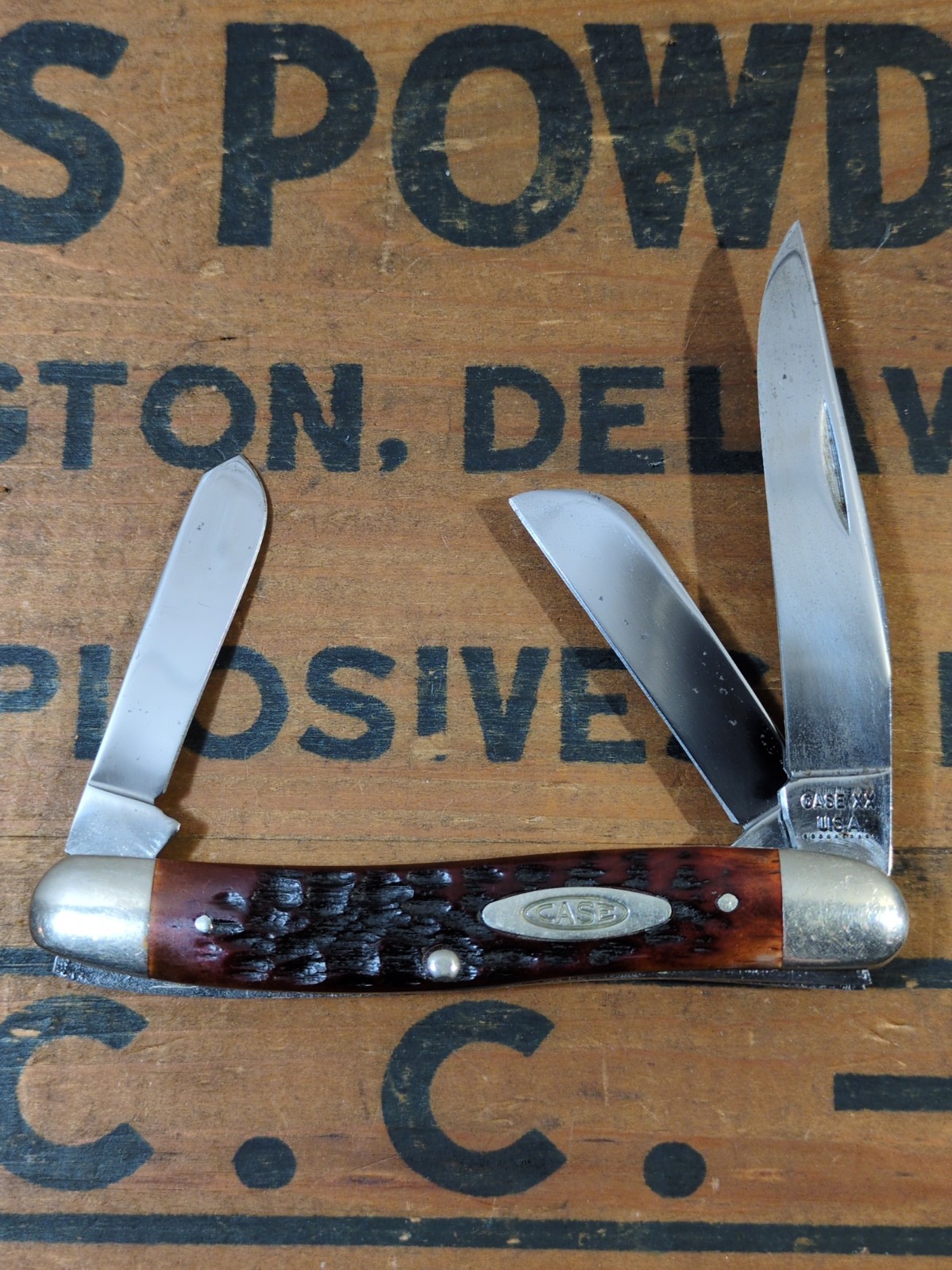 Vintage Case XX USA 6318 HP Red Bone Stockman Knife 10 dot, 1970