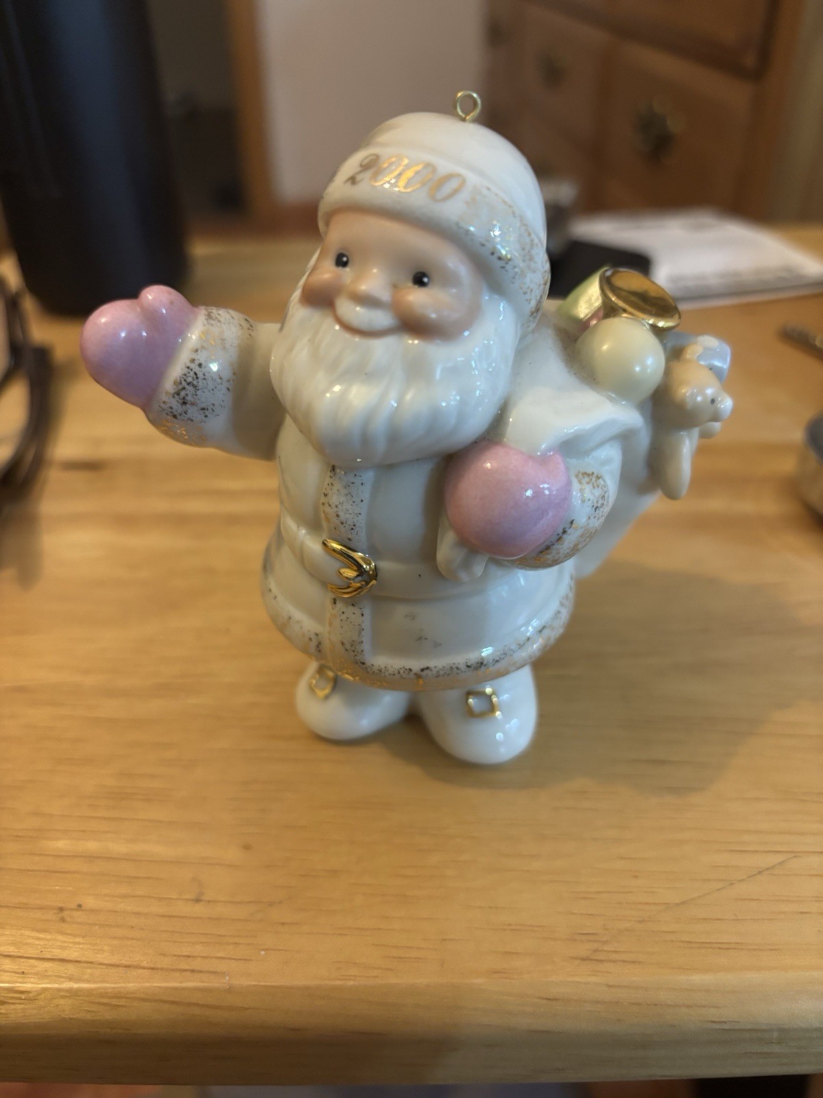 Lenox Figurine Of Santa Clause, Real Gold On Nose Head Sack Belt  Feet N On Cap