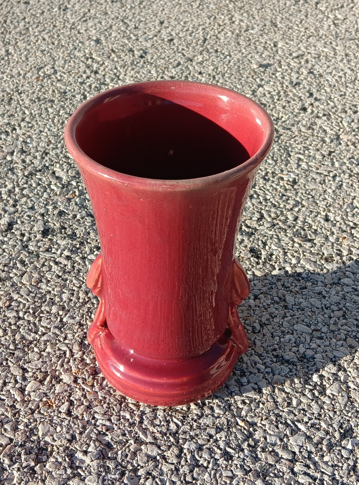 Antique McCoy Pottery Burgundy Vase, 8 1/4\