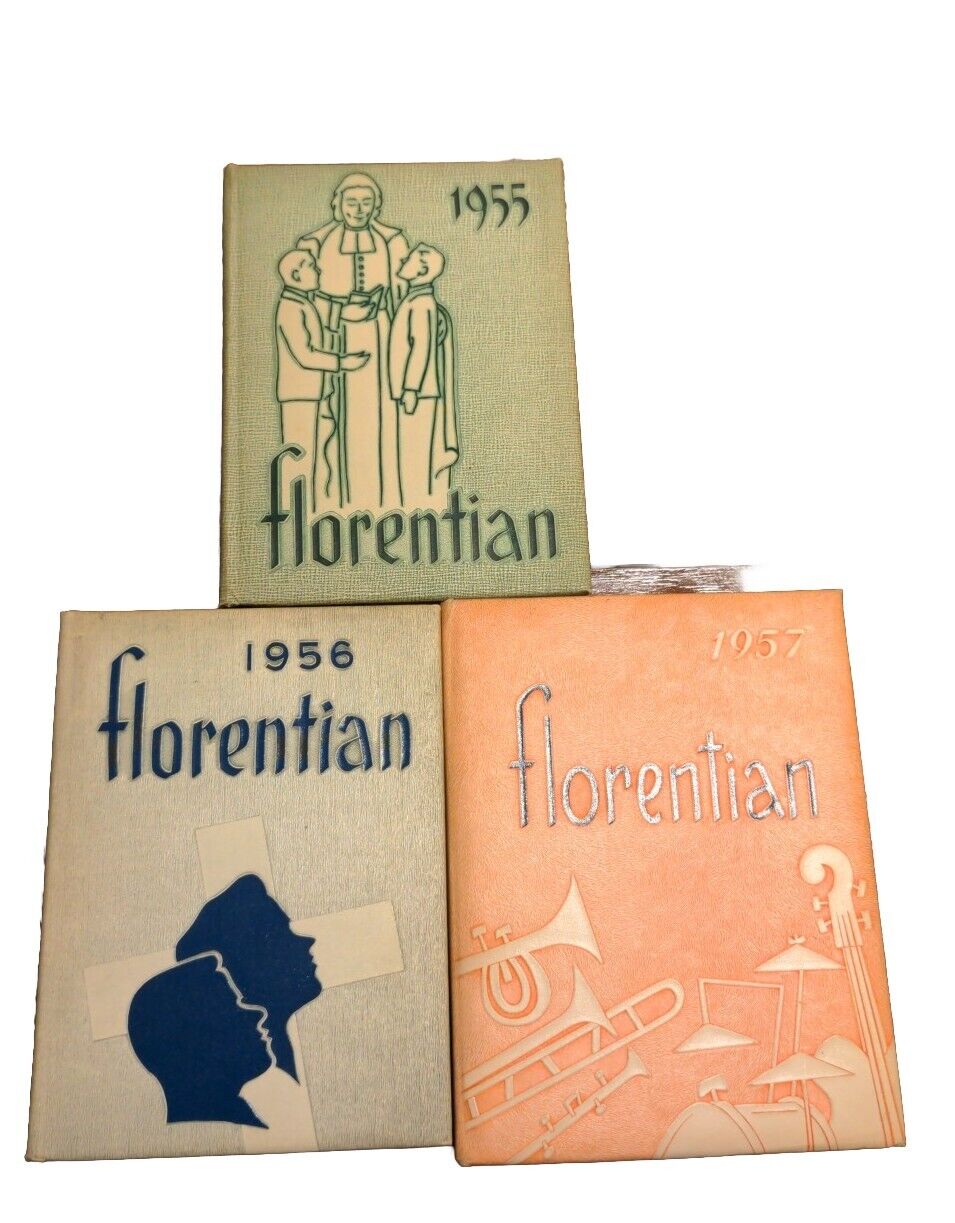 VTG 1955-1957 Florentian Yearbook Set Lawrence MA Central Catholic High School