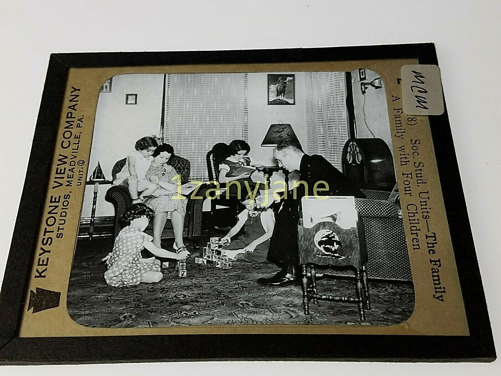 Glass Magic Lantern Slide MCM AMERICANA FAMILY UNIT