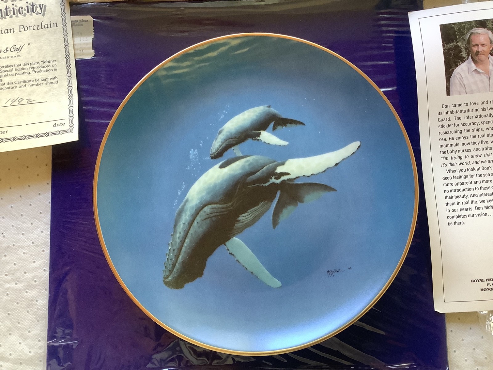 Vintage Royal Hawaiian Porcelain Whale Plate \ Vintage Royal Hawaiian Porcelain Whale Plate \