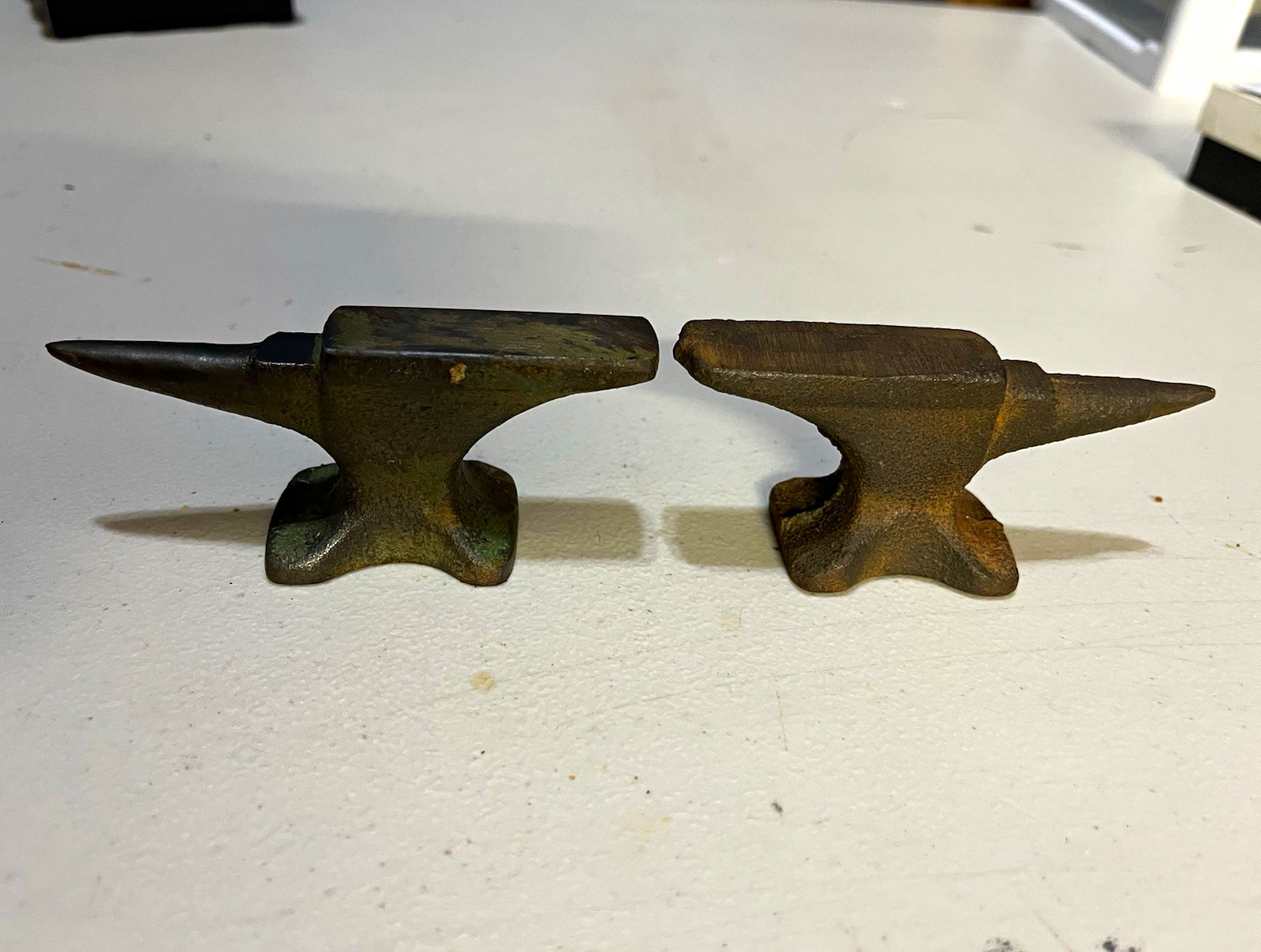 Lot of 2 Vintage Miniature Cast Iron Jewelers Anvils
