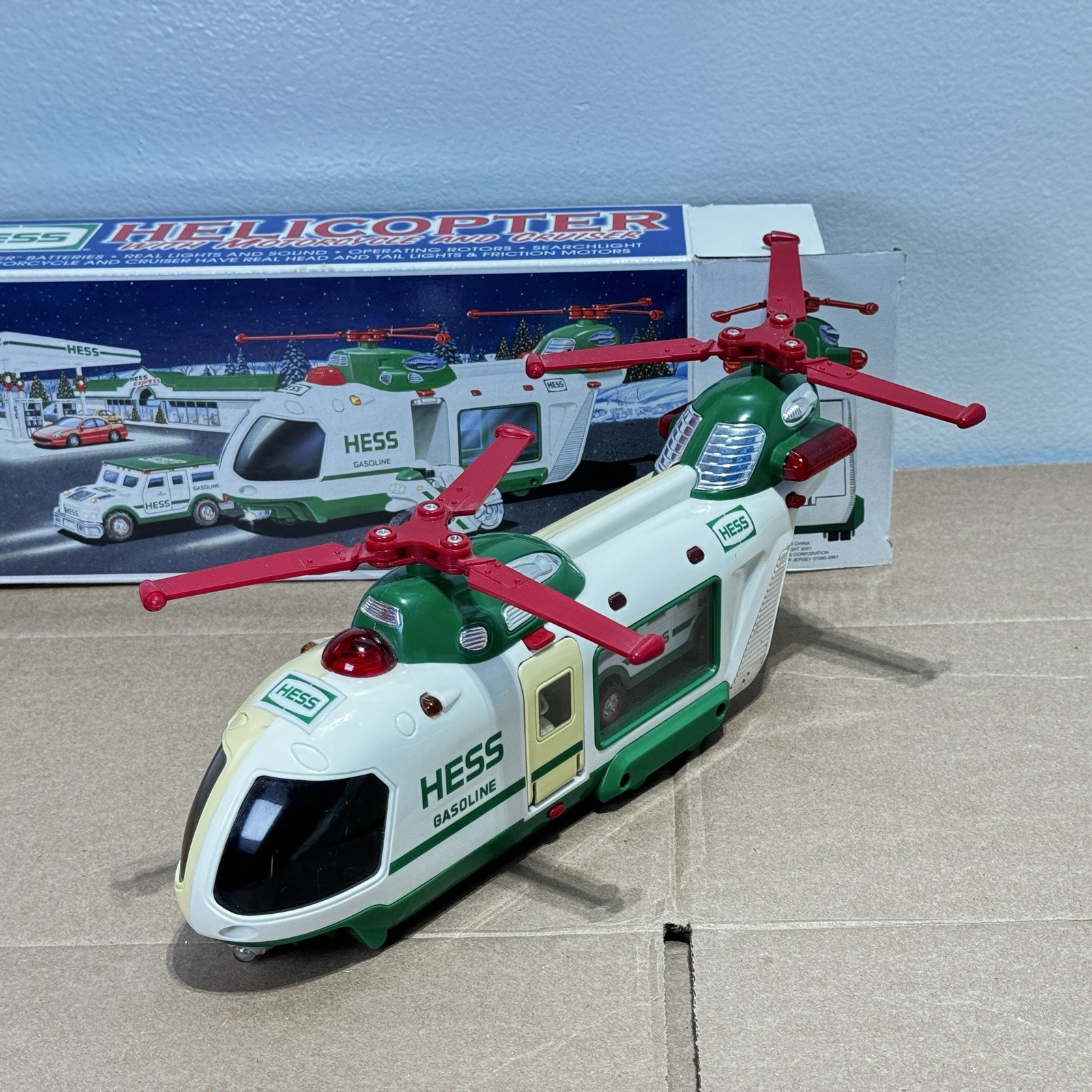 2001 Hess Helicopter with Motorcycle & Cruiser - Pre-Owned/Untested