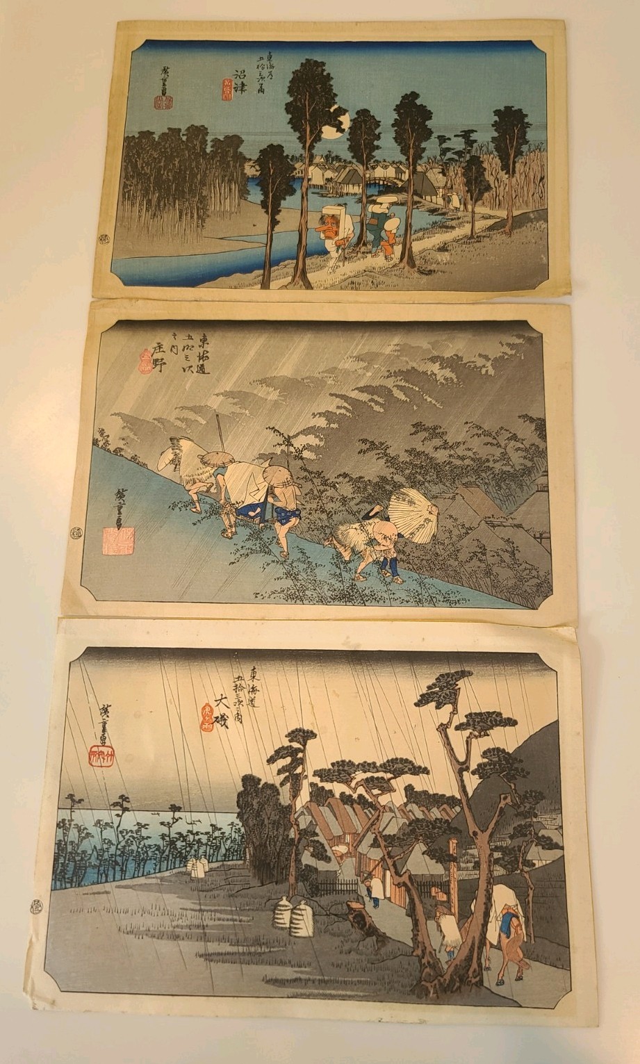 The Fifty-three Stations of the Tōkaidō by Utagawa Hiroshige- No 9, 13, 46