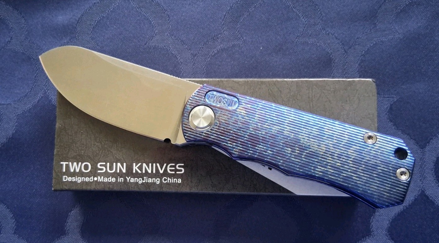 *NEW*🔥 TWO SUN Small Folding Knife w/M390 Blade & Titanium Handle  (TS349-M390)