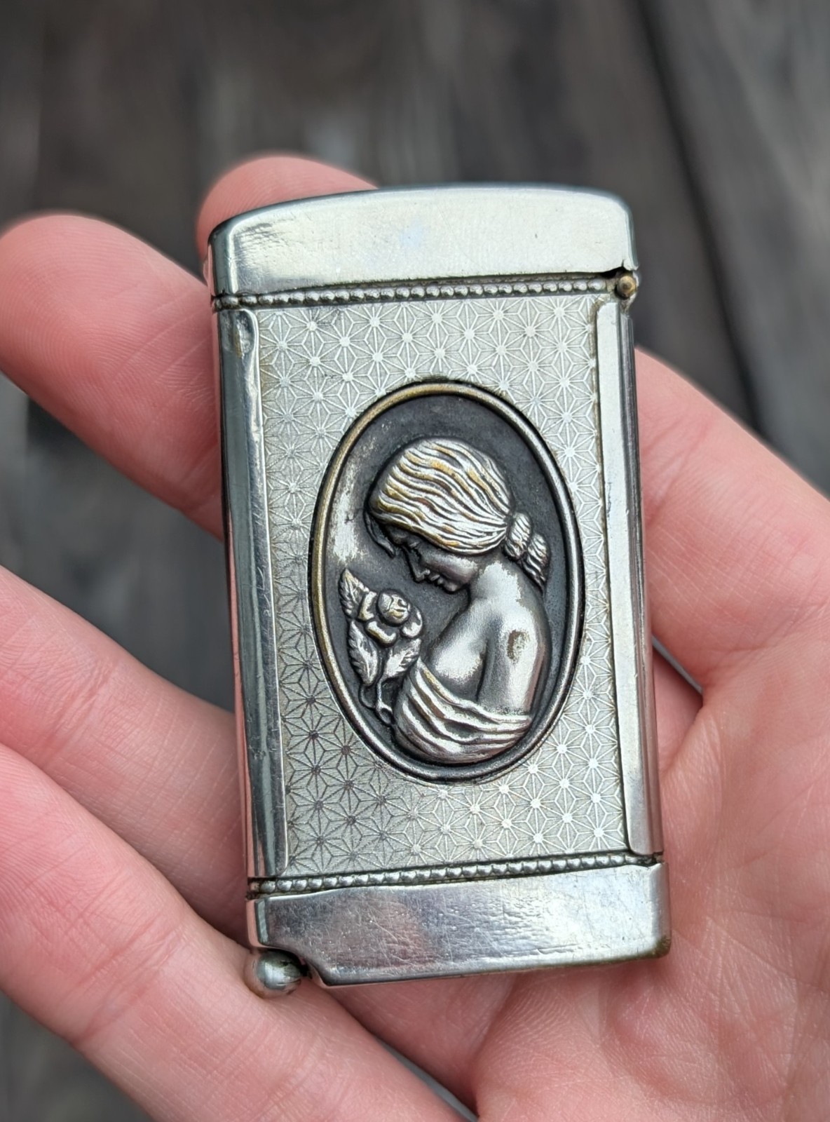 Antique Hunter Match Safe. Woman & Deer. Cigarette Cutter. Rare Estate Find