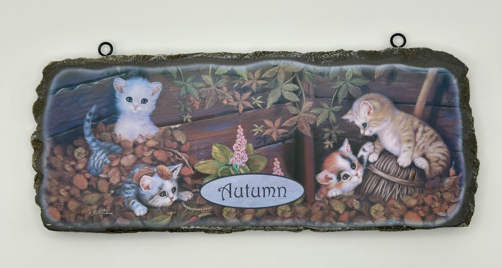 Bradford Exchange Autumn Adventure Cozy Companions Plaque Jurgen Scholz Kittens