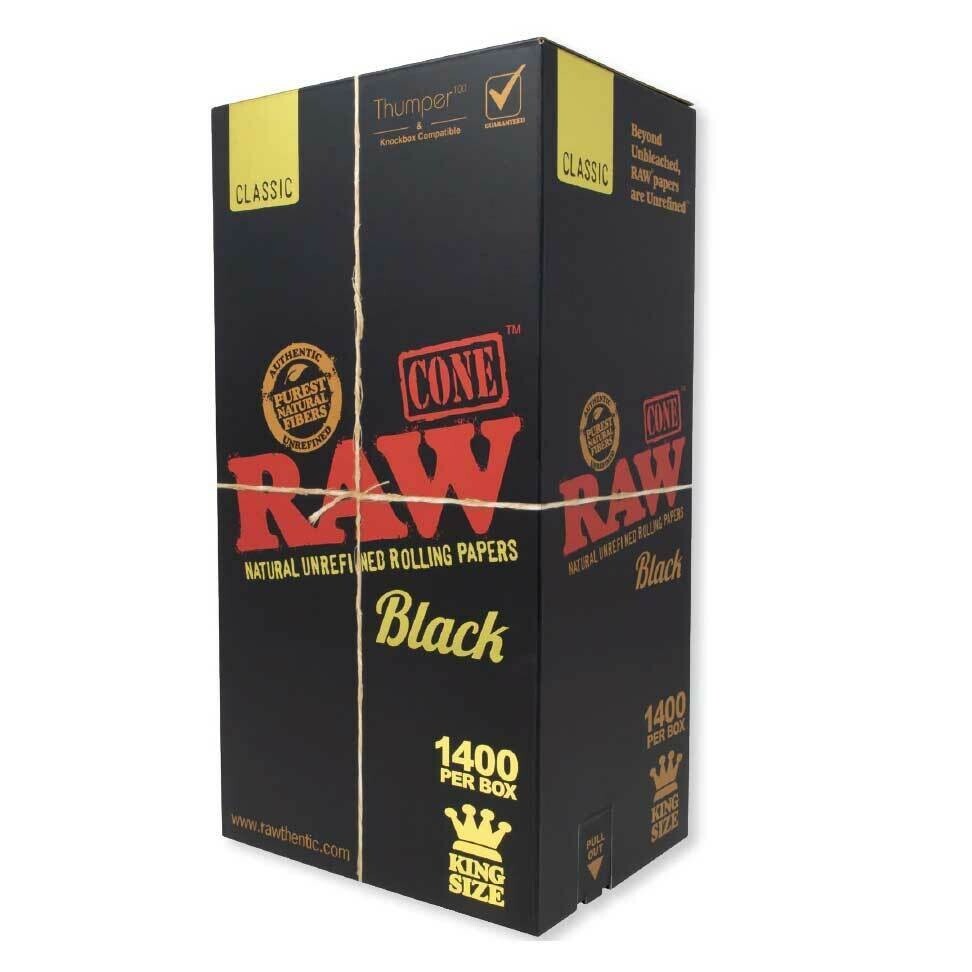 RAW BLACK KING Size Pre-Rolled Cones 1400ct Bulk Box -  USA