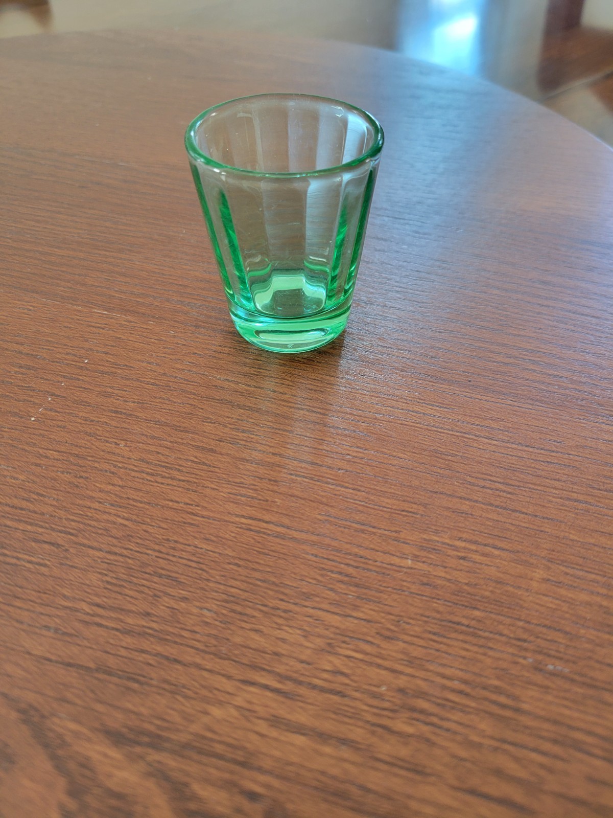 Vintage Green Uranium Ribbed Shot Glass