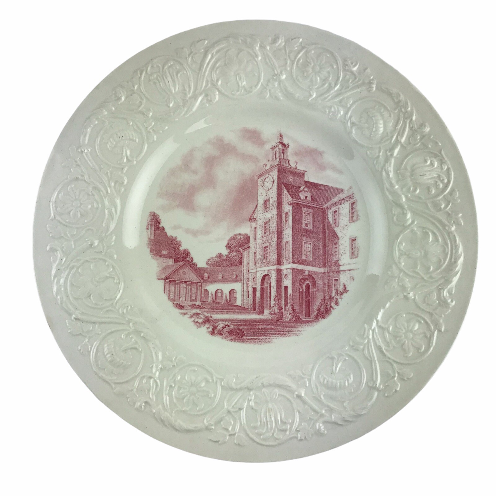 Vintage Wedgwood Smith College Plate Great Tower Red Transferware 10-1/2\