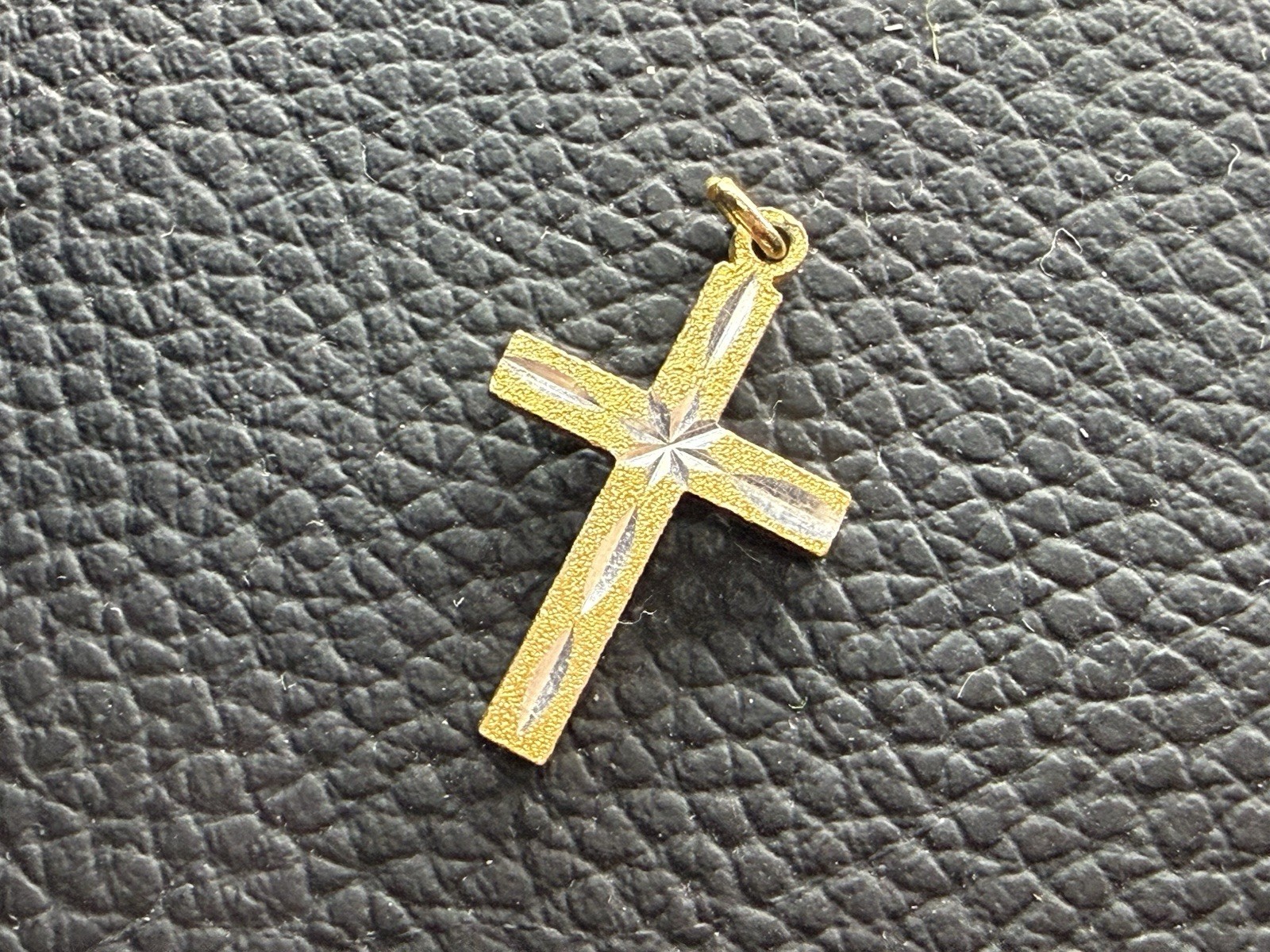Vintage Gold Silver Tone Cross Medal