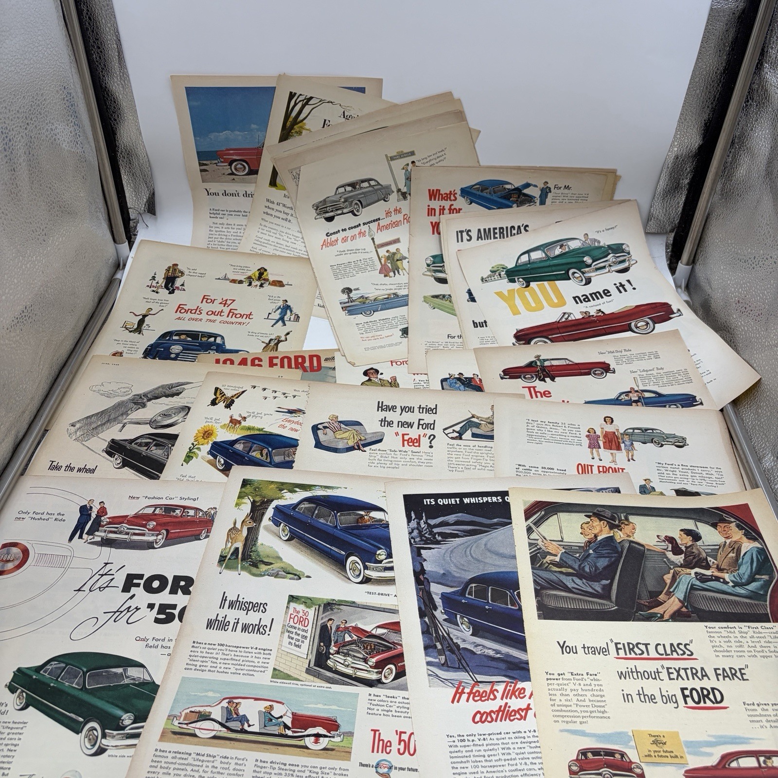 1946-53 Vintage Ford Car Magazine Ads Lot 30+ Original Advertising Prints