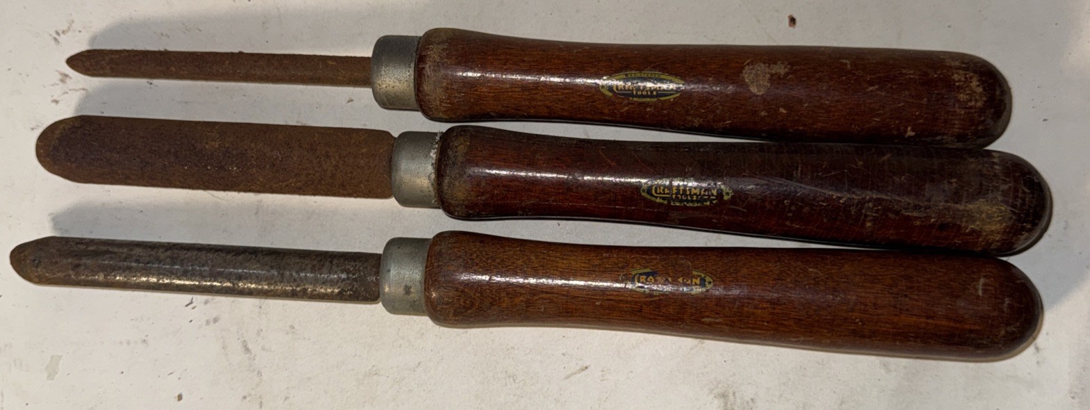 Sears 3 Piece Craftsman Wood Turning Chisel Set Lathes Woodworking Tools Vintage Sears 3 Piece Craftsman Wood Turning Chisel Set Lathes Woodworking Tools Vintage