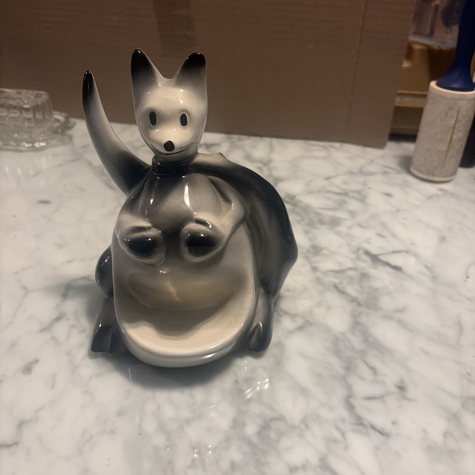 Vtg 1956 Fine Ent Ceramic Boxing Kangaroo Dresser Caddy Valet Pulp Fiction